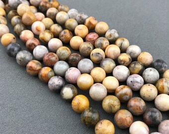 8mm Crazy Lace Agate Beads, Full Strand of Genuine and Natural Round Crazy Lace Agate Gemstones