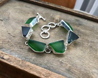 Sterling silver beach glass bracelet
