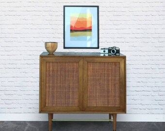 Vintage Mid Century Credenza Bar - Teak - Brass