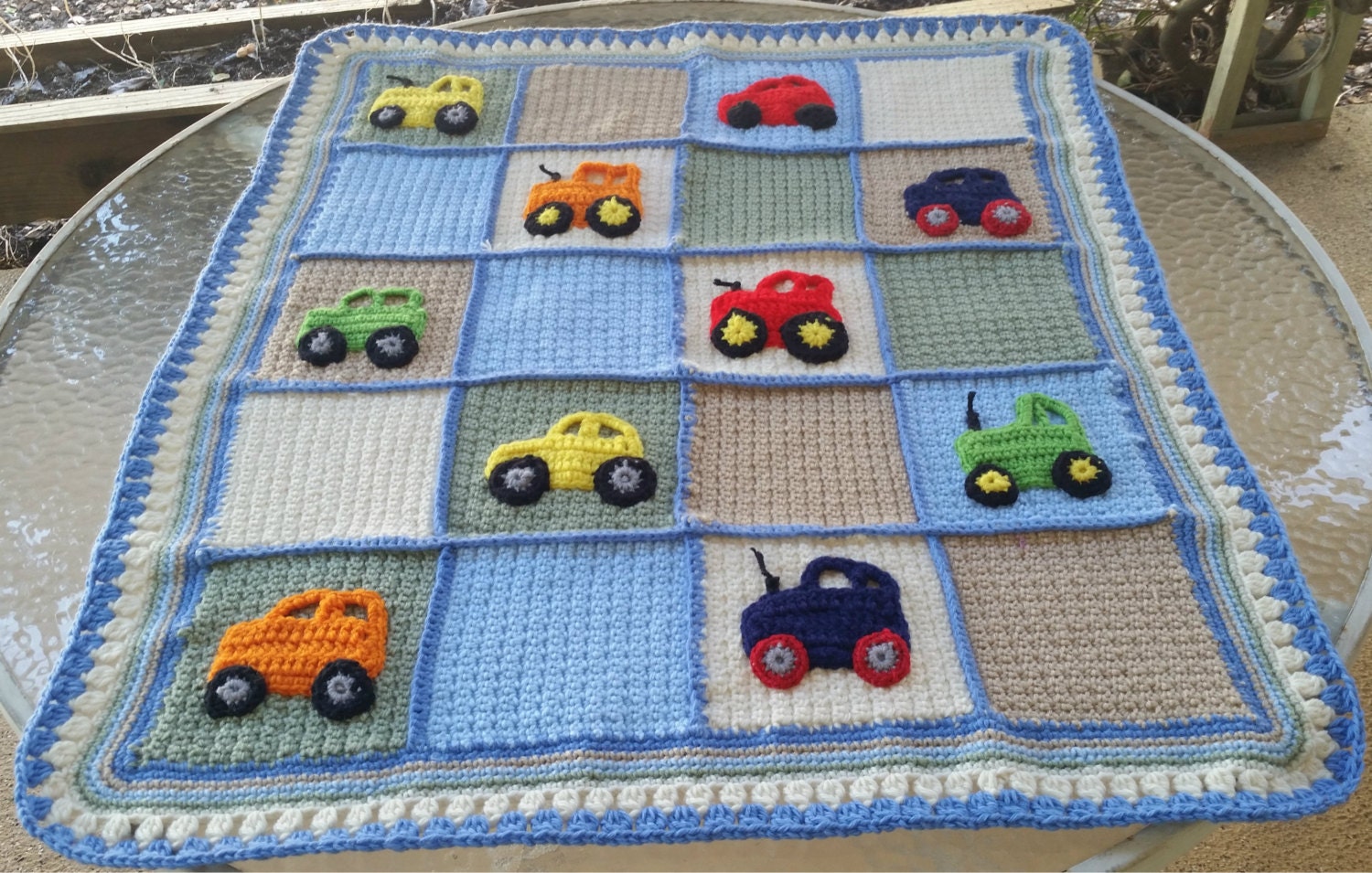 applique baby blanket crochet crochet applique baby blanket tractor car applique blanket