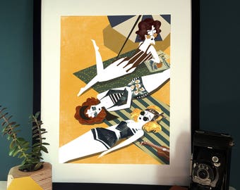 Art Deco 'Flappers' 1920s Illustration Poster A3