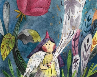 When the wind blows Watercolor print A5