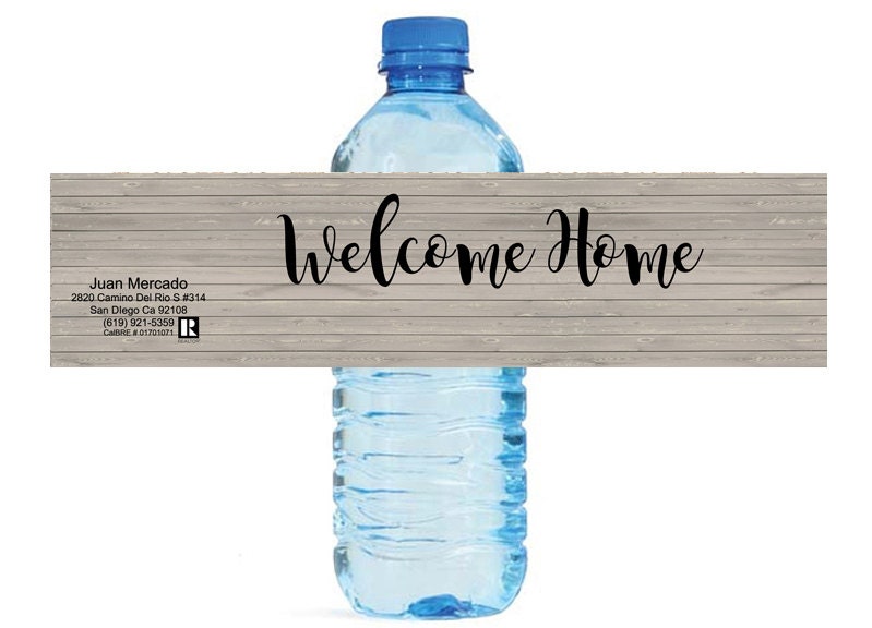 Rustic Wood Welcome Home Water Bottle Labels Great for Open Houses Real estate Agents Welcoming ...
