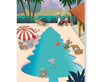 Pool Christmas Tree Holiday Card - 18 Cards & Envelopes - 30010