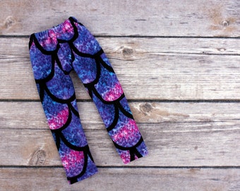 Fits like Wellie Wishers Doll Clothes - Purple Mermaid Leggings | 14.5 Inch Doll Clothes