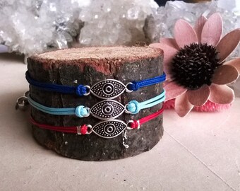Boho Summer Anklet, Evil Eye Protection Anklet Bracelet, Shamballa Macrame Anklet, Gift for Her, Adjustable Anklet, Lucky Charm Anklet