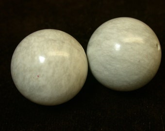 VINTAGE MARBLE Beads White Gray STONE 20mm pkg2 rb110