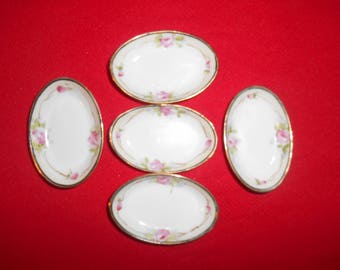 Five (5), Rising Sun, Nippon, Hand Painted, Porcelain, Open Salt Cellars.