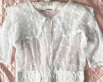 Rare Antique Polka Dot Sailor Collar Corset Cover Blouse