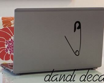 Safety pin vinyl decal, Car window decal, Laptop decal, craft project stickers, Works on any Smooth clean surface, vinyl wall decal sticker