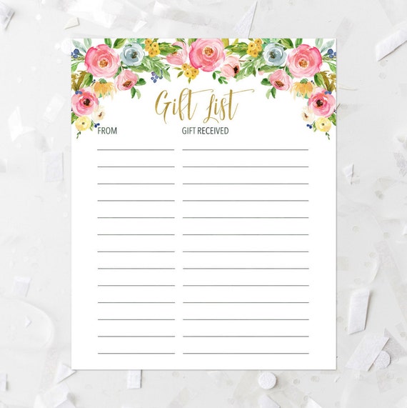 bridal shower gift list template floral gift list printable pink floral gift list baby shower bridal shower gift list template floral gift list printable pink floral gift list baby shower