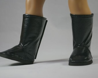 Retro BOOTS in Shiny BLACK PATENT Faux "Leather" for American Girl or 18 " Doll