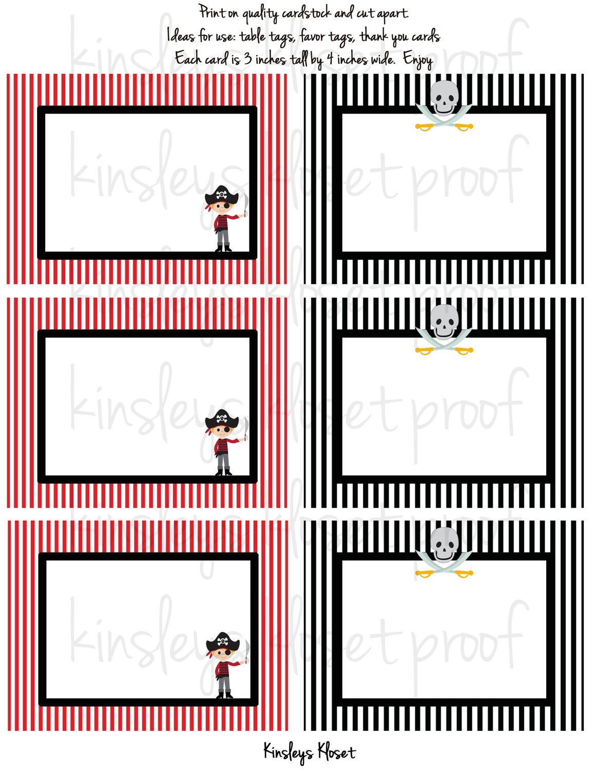 printable party favor tagslabelsfood table labels pirate