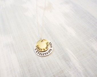 Sugar and Spice and Everything Nice Necklace, Bracelet, or Keychain - Girls' Necklace - Silver Plated or Sterling Silver