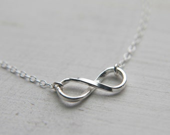 Sterling Silver Infinity Necklace, Infinity Charm Necklace or Bracelet, Unique Infinity Jewelry, Gift for Mom Wife Girlfriend
