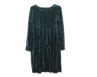 Vintage 90s dress crushed velvet green grunge goth