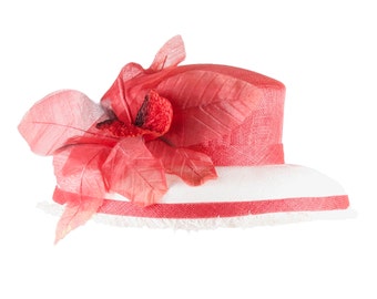Red hat, Kentucky Derby hat, Summer hat, Church hat, wedding hat