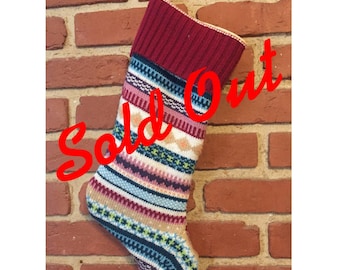 Recycled sweater Christmas stocking