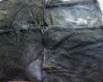 Hand Dyed Silk Fiber Mawata Silk Hankies for Spinning or Knitting -- Charcoal Black (10grams)