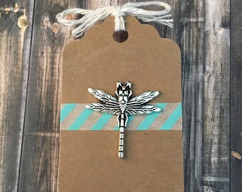 Dragonfly Lapel Pin - Silver Tone - Insect Pin - Groomsmen Dragonfly Pin - Tack Backing with Clutch Clasp