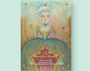 Printable Marie Antoinette High Tea Party invitation, high tea party invitation