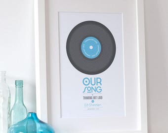 Personalized Print 'Our Song' Gift - Wedding Gift, First Dance, Couples Gift, Music Gift, Wall Art, Home Decor