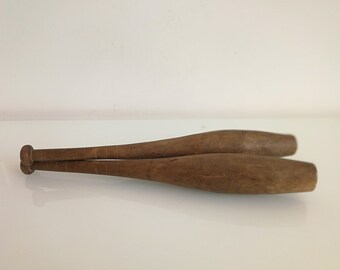 Pair of Vintage Wooden Indian Clubs - Soviet Juggling Clubs - Vintage Gymnastic Equipment - Juggling Pins - Exercise Workout Pins