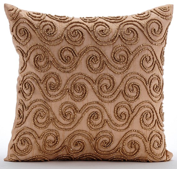 Luxury Gold Pillow Covers 16x16 Silk Pillows
