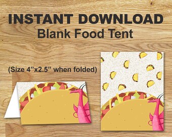 Dragons Love Tacos Food Tent Labels // Blank Food Tent Cards// DIGITAL FILE Only