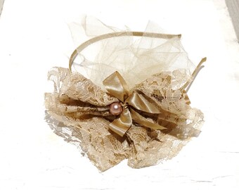 Bridesmaid Headband, Tan Hair Accessory