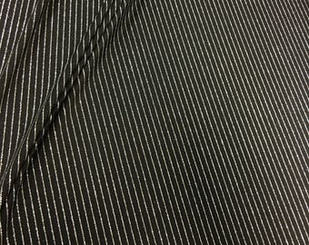 Black 4way Stretch Lycra with Silver Glitter Pinstripes