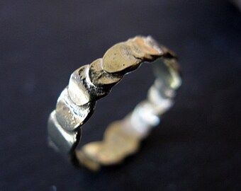 Handmade Wedding Band Size 6 1/2 Pebble Ring 18K Green Gold Wedding Ring Unique Wedding Band Rustic Wedding Boho Woodland Alternative