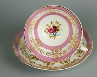 Beautiful Vintage Royal Grafton Teacup and Saucer Pink, 1950s