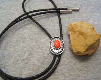 On Sale! Wedding Ties, Bolo Tie, Bolos, Southwestern, Tribal, Indian Concho, Cowgirl, Cowboy, Western Jewelry, pewter, coral, #1084B-10C