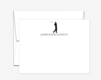 Personalized Stationery - Golfer - Flat Note Cards