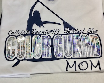 Color Guard Mom with Spangles - Color Options - Optional Name on back