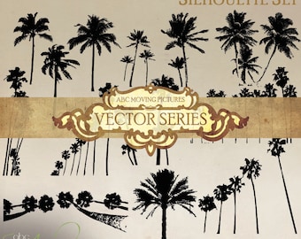 Vector ~ Silhouettes | Real | Palm Trees Set | PNG, EPS, JPEG