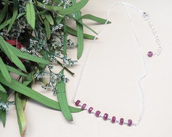 Ruby Necklace, Red Gemstone Necklace, July Birthstone Necklace, Red Ruby Necklace Sterling Silver, 16-18 Inches Keira's Crystal Creations