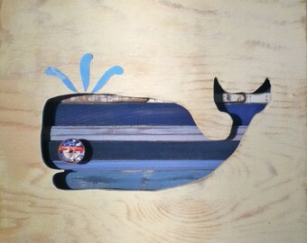 Reclaimed Wood Art - Queequeg - Whale