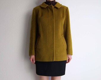 VINTAGE Pendleton Coat 1970s Olive Wool Short Womens Small