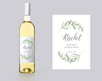 Custom Thank You Wine Label. Personalized Thank You Wine Label. Bridal Shower Thank You Wine Label. Hostess Thank You Wine Label. TY12