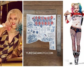 Harley Quinn Temporary Tattoo package suicid squad Margot Robbie cosplay costume perfect for harley club or regular