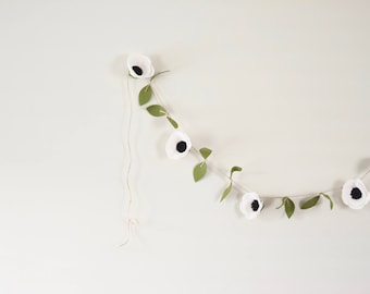 Anemone felt flower garland - hanging wedding ceremony backdrop - floral garland