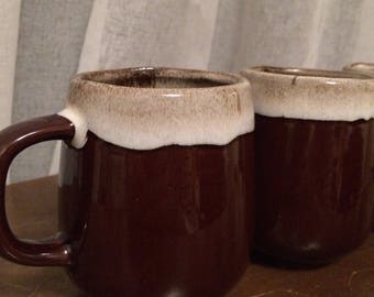 3 ceramics vintage brown mugs