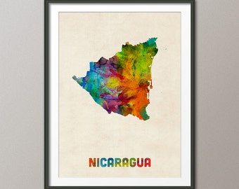 Nicaragua Watercolor Map, Art Print (1336)
