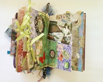 Antique Imagery Altered Book, Mixed Media Journal, Handmade Books,