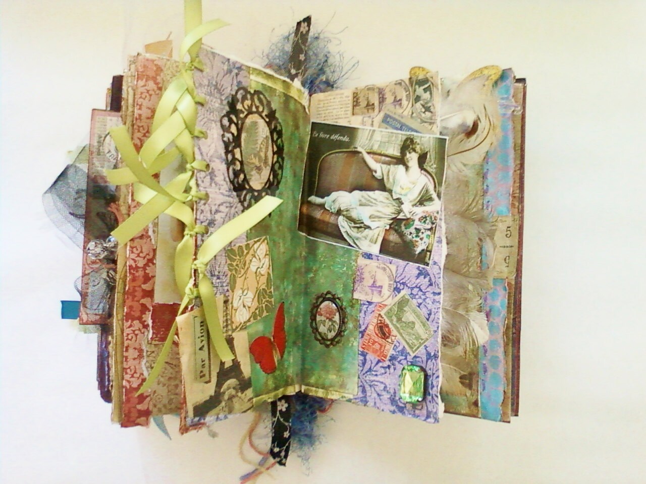 Antique Imagery Altered Book Mixed Media Journal Handmade