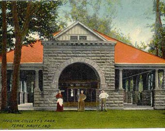 Collett's Park Pavilion Terre Haute Indiana Vintage Postcard