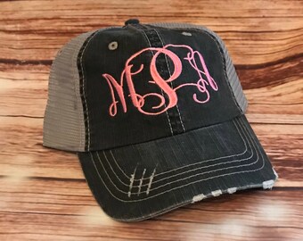 Monogram Hat*Monogram*Monogrammed*Personalized*Gifts for her*Embroidery*Embroidered*Bridesmaid Gifts*Momlife*Mama Bear*Monogram* Girlfriend