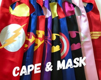 Superhero Cape and Mask Sets, Batman Cape, Superhero Cape, party favors, Birthday party Ready to ship